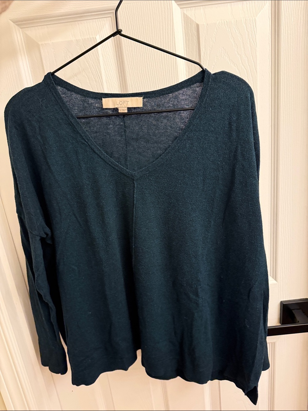 LOFT Deep Teal V-Neck Long Sleeve Sweater